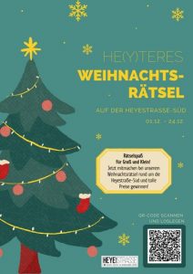 Plakat Weihnachtsrätsel Heyestraße. Quelle: cima 2024